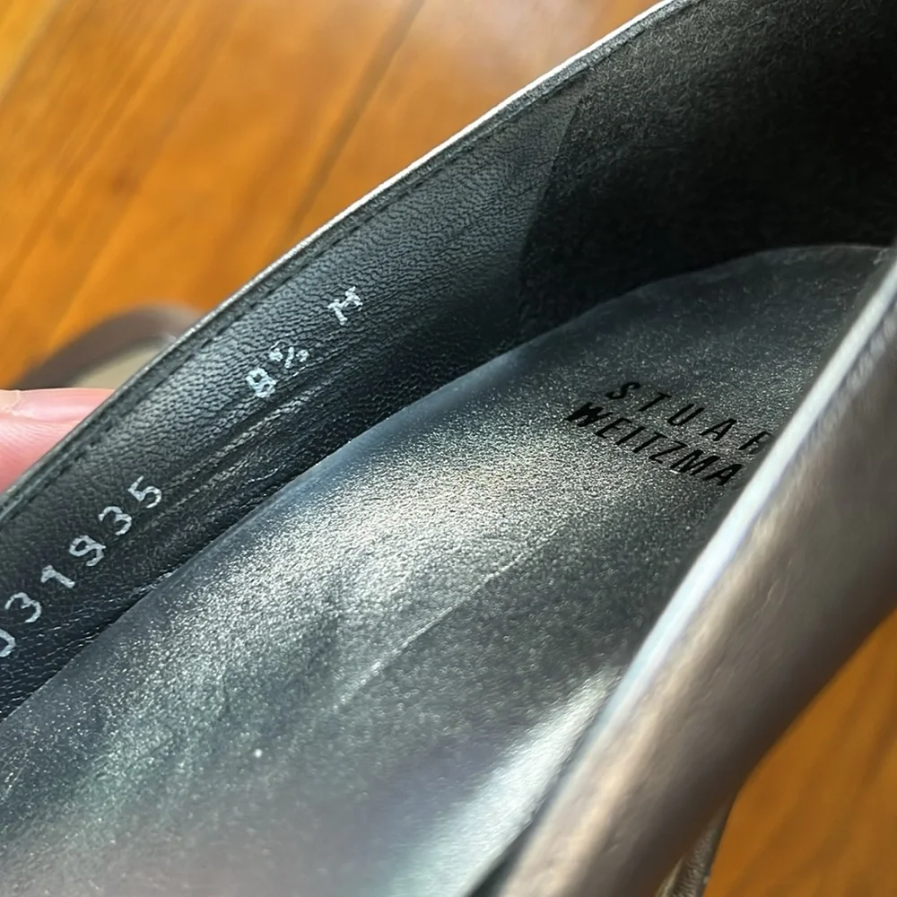 Stuart Weitzman Silver Chantilly Peep Toe Heels Size 8.5 - Picture 4 of 6